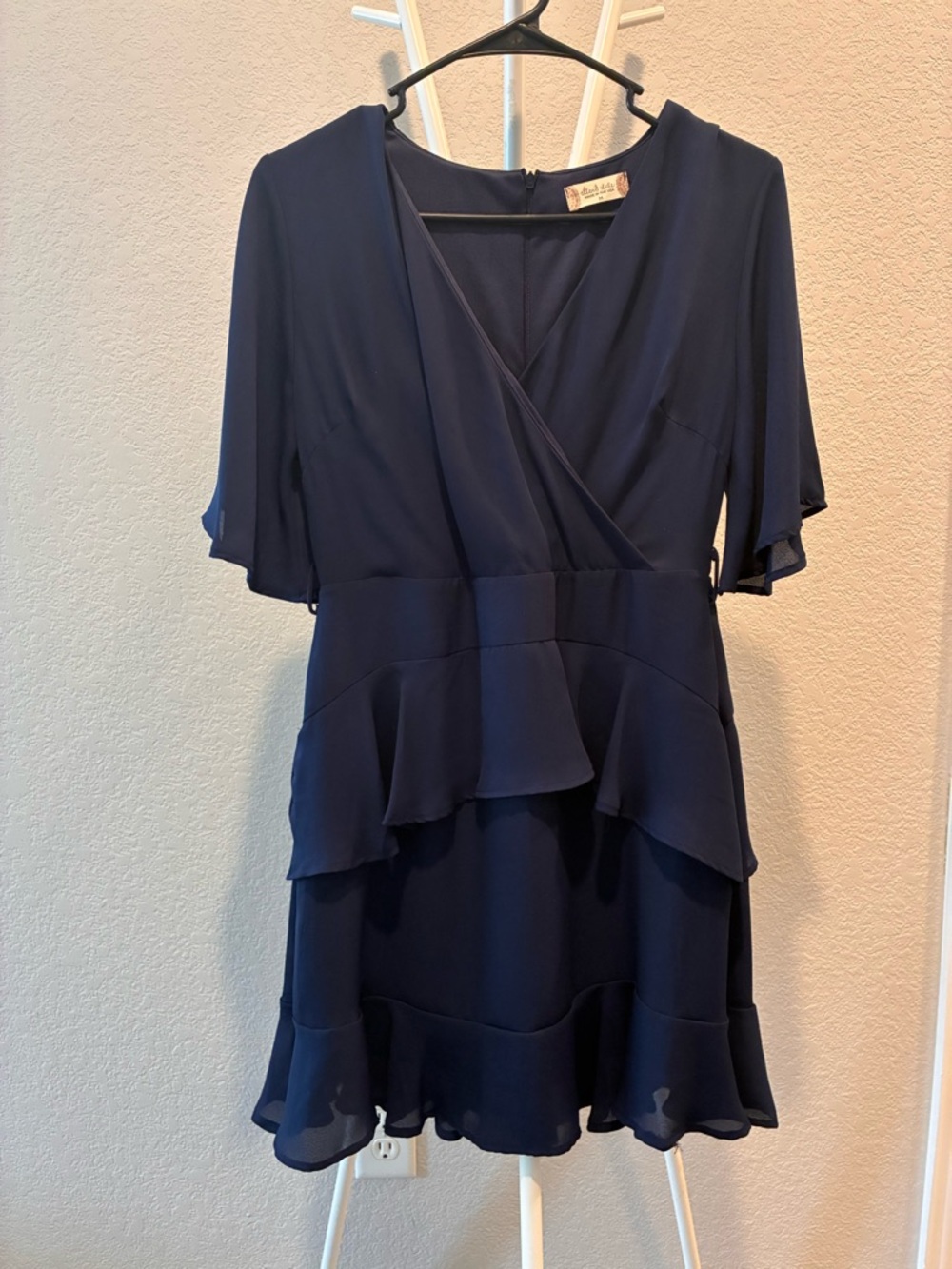 Altar'd State Navy Blue Tiered Ruffle Wrap Dress